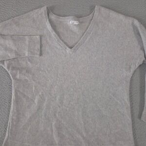 Gap Sweater Womens L Gray 100% Cashmere V-Neck Relaxed Lounge Pullover Luxury